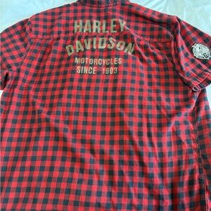 Harley-Davidson Red and Black Checkered Men's Shirt